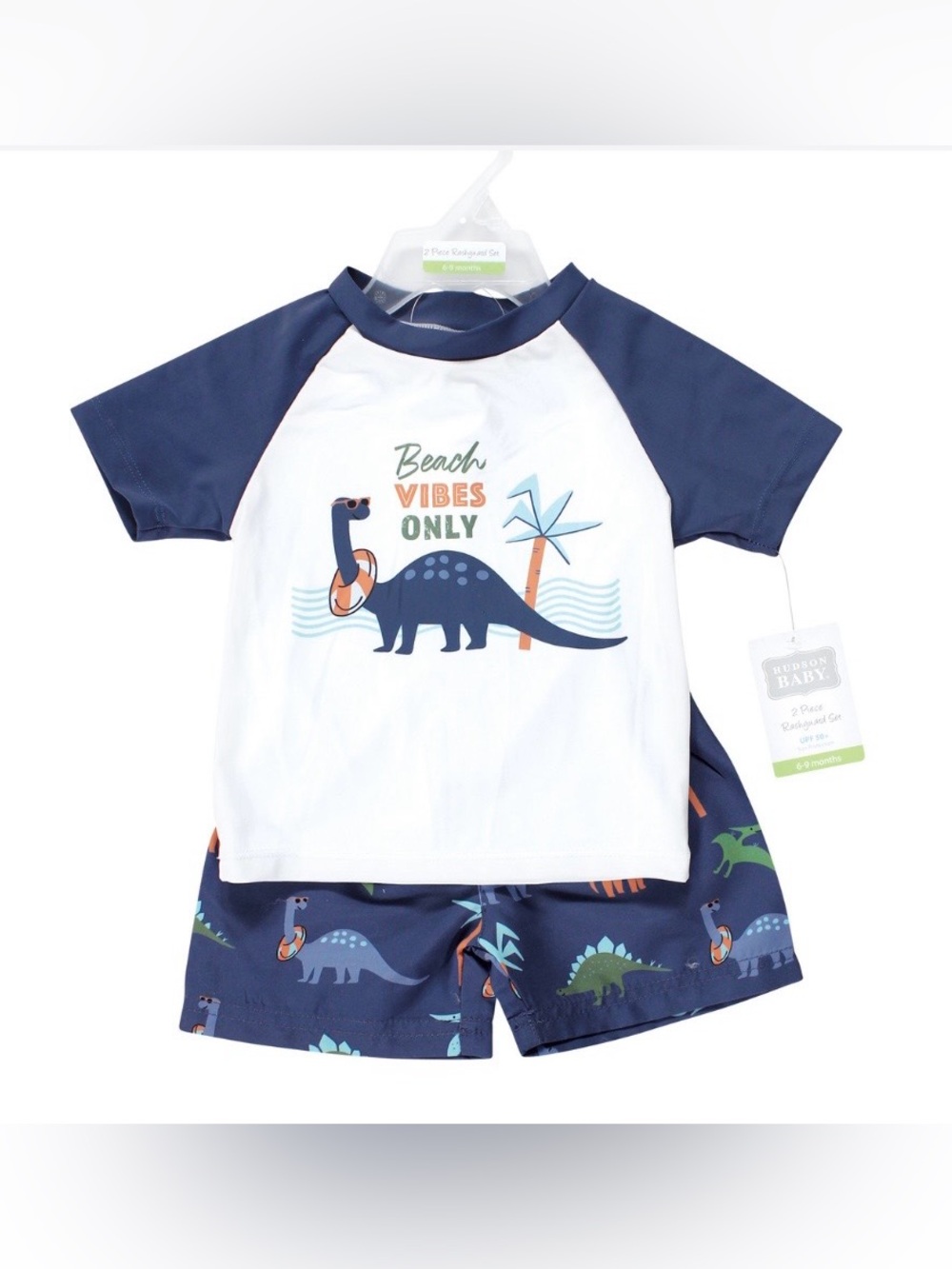 NWT - Hudson Baby Boy Dino Rashguard Swimsuit set